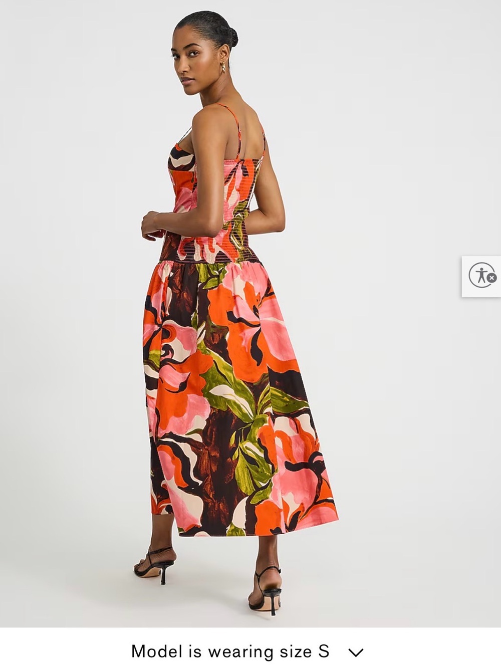 Express Floral Poplin Sweetheart Drop Waist Smocked Back Maxi Dress with Pockets - Picture 8 of 9